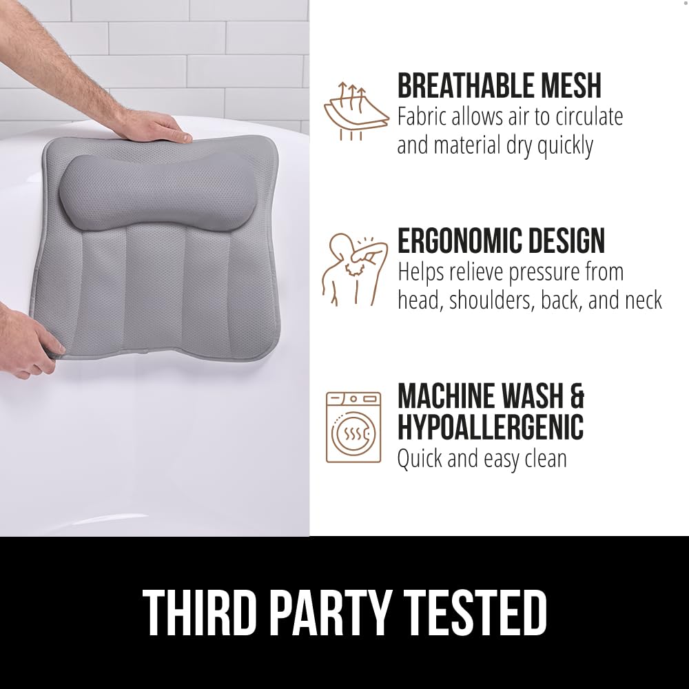 GORILLA GRIP machine-washable bath pillow for easy cleaning