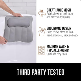 GORILLA GRIP machine-washable bath pillow for easy cleaning