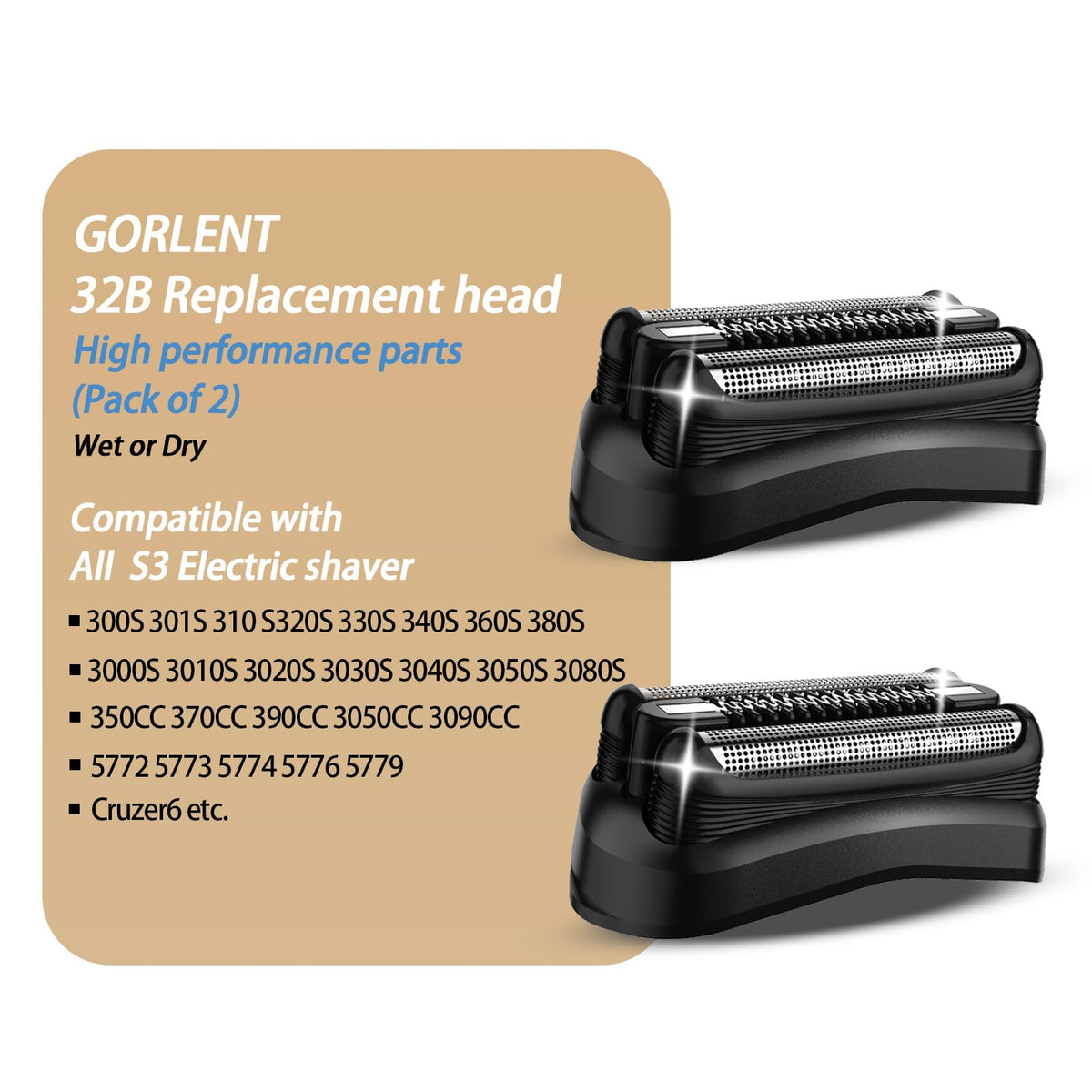GORLENT Series 3 Pro replacement head foil detail for reduced skin irritation.