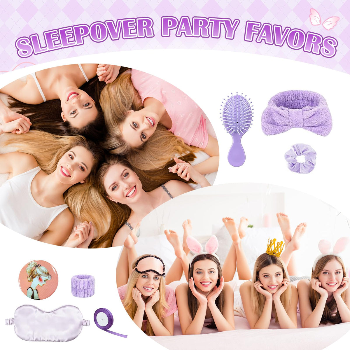 Goroovr pink and purple accessories for stylish spa parties