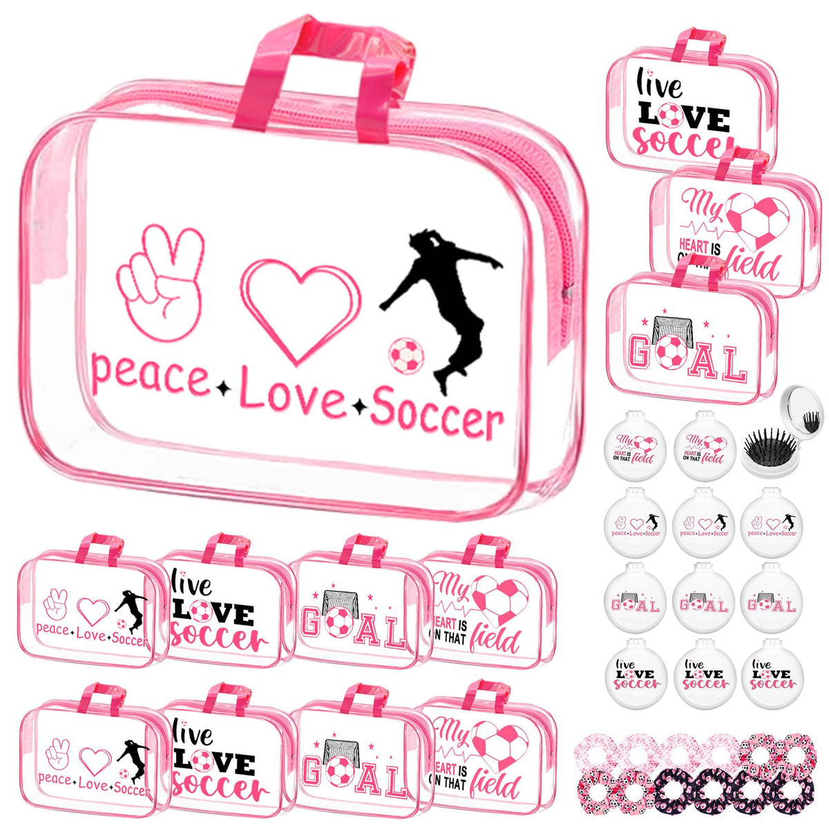 Goroovr pink soccer makeup bag keeps essentials organized for teens