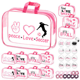 Goroovr pink soccer makeup bag keeps essentials organized for teens