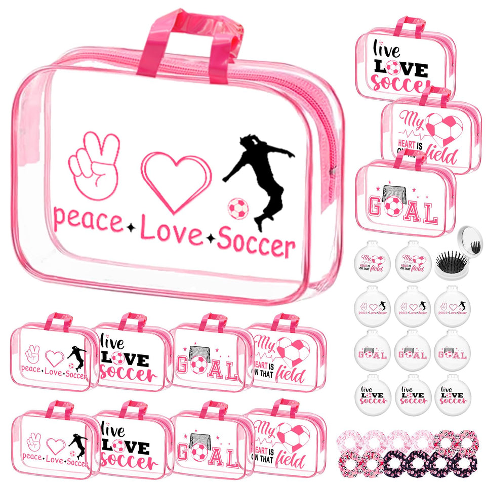 Goroovr pink soccer makeup bag keeps essentials organized for teens