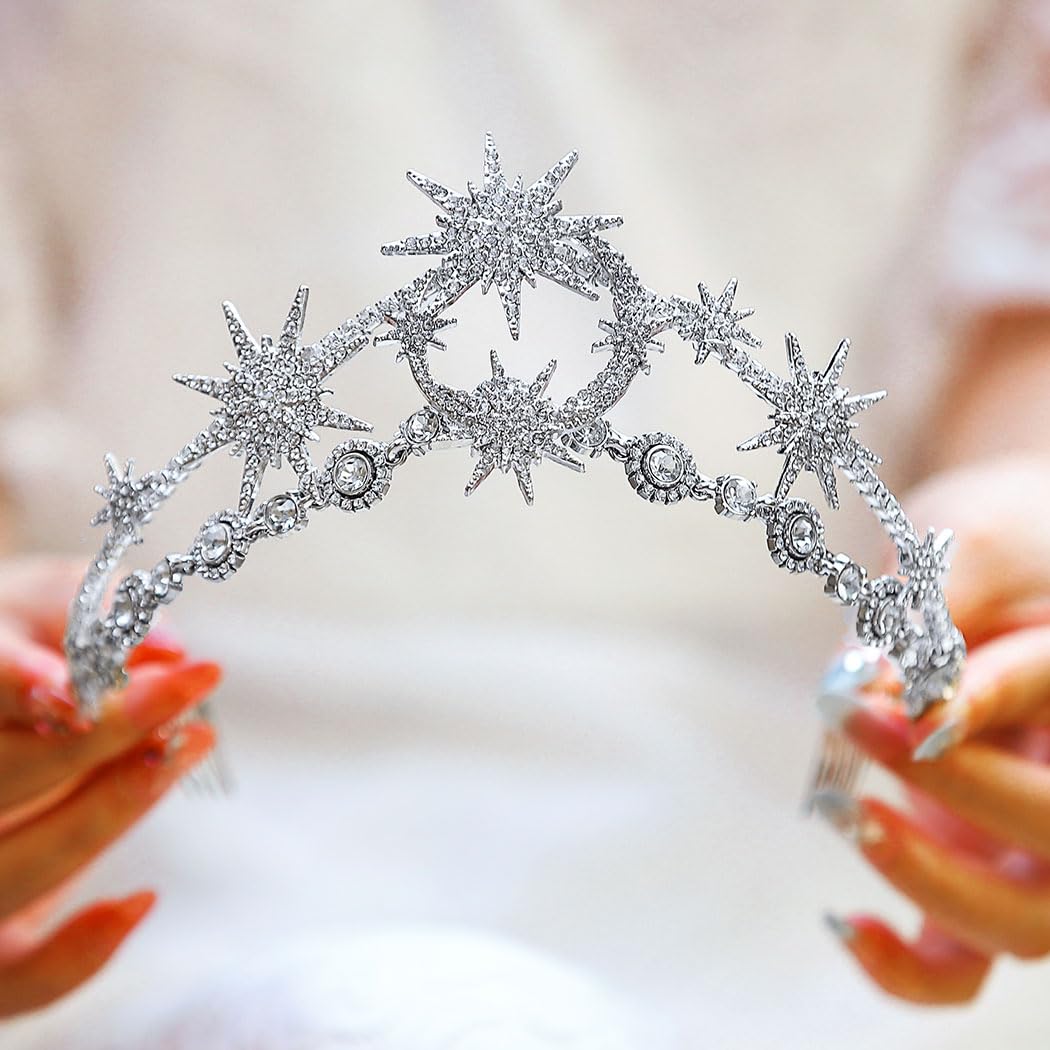 GORTIN rhinestone tiara complements bridesmaids and wedding party looks.