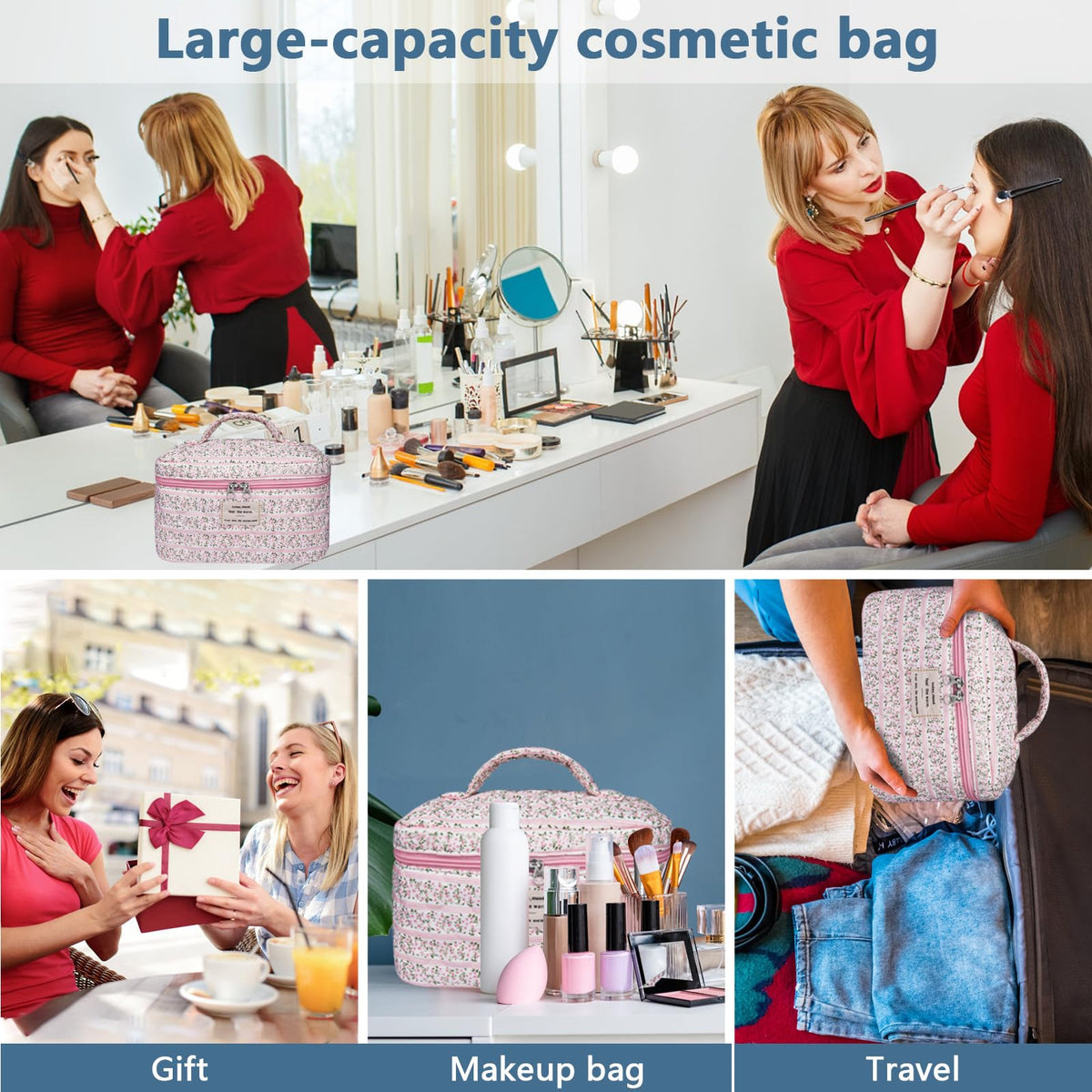 Gosect floral aesthetic bag lightweight travel companion for cosmetics and skincare