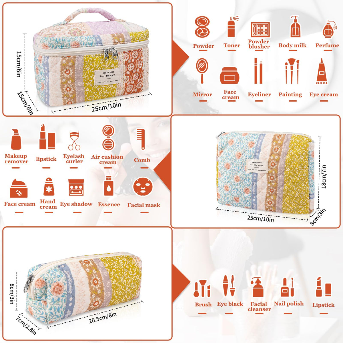 Gosect makeup bag set medium size suited for skincare and daily essentials.