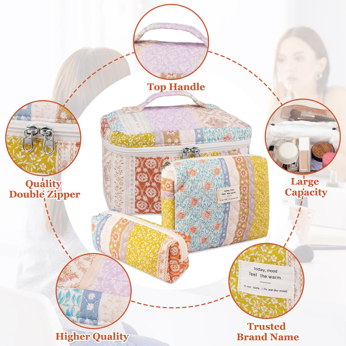 Gosect makeup bag set small size ideal for travel and organizing minis.