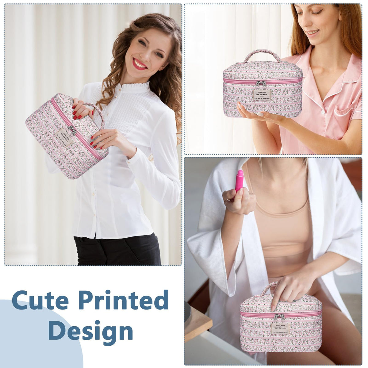 Gosect pink floral toiletry pouch feminine style that complements daily routines