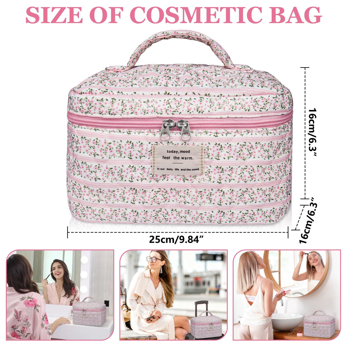 Gosect travel makeup organizer with gold zipper keeps brushes and products neatly accessible