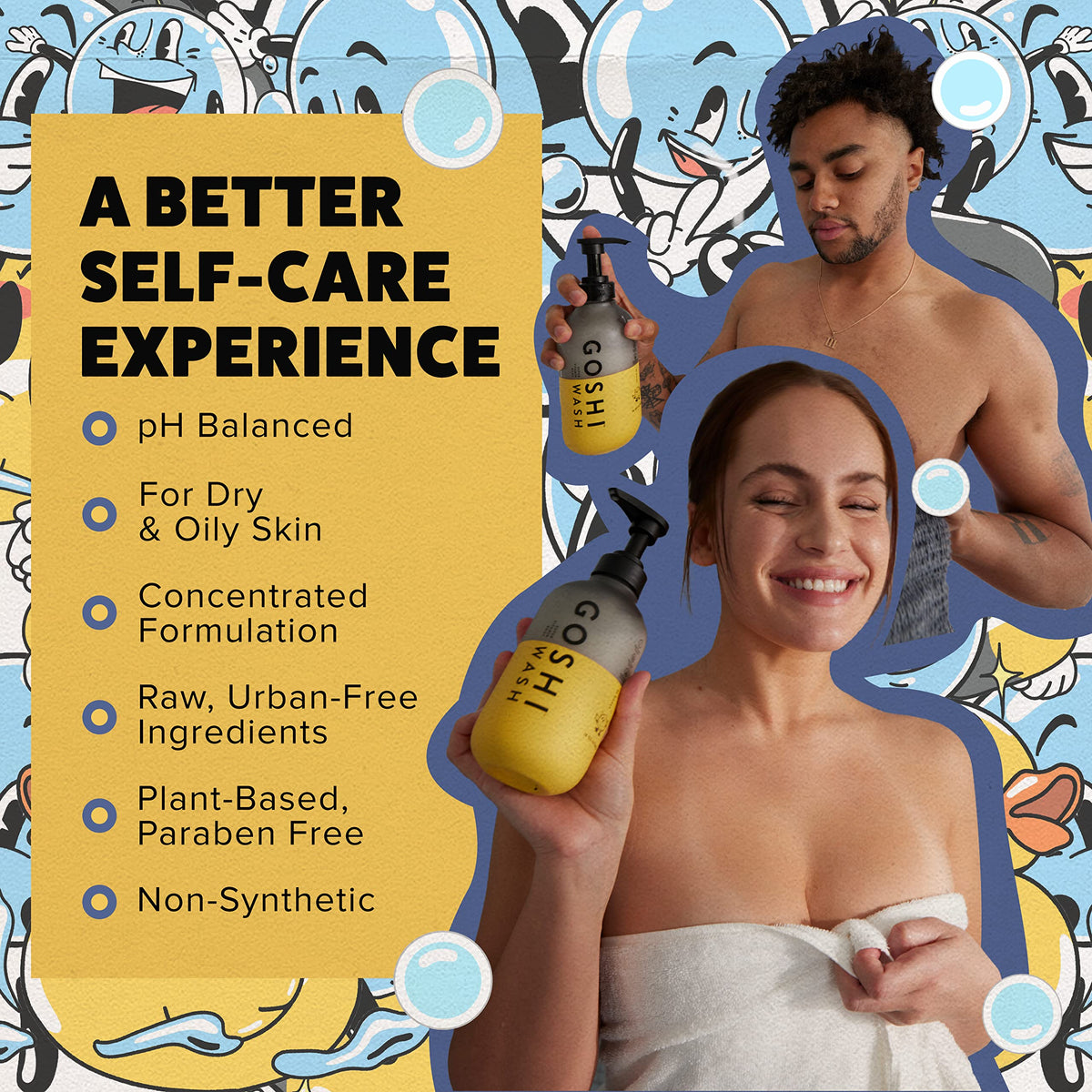 GOSHI Body Wash ingredients: coconut oil, jojoba, shea butter.
