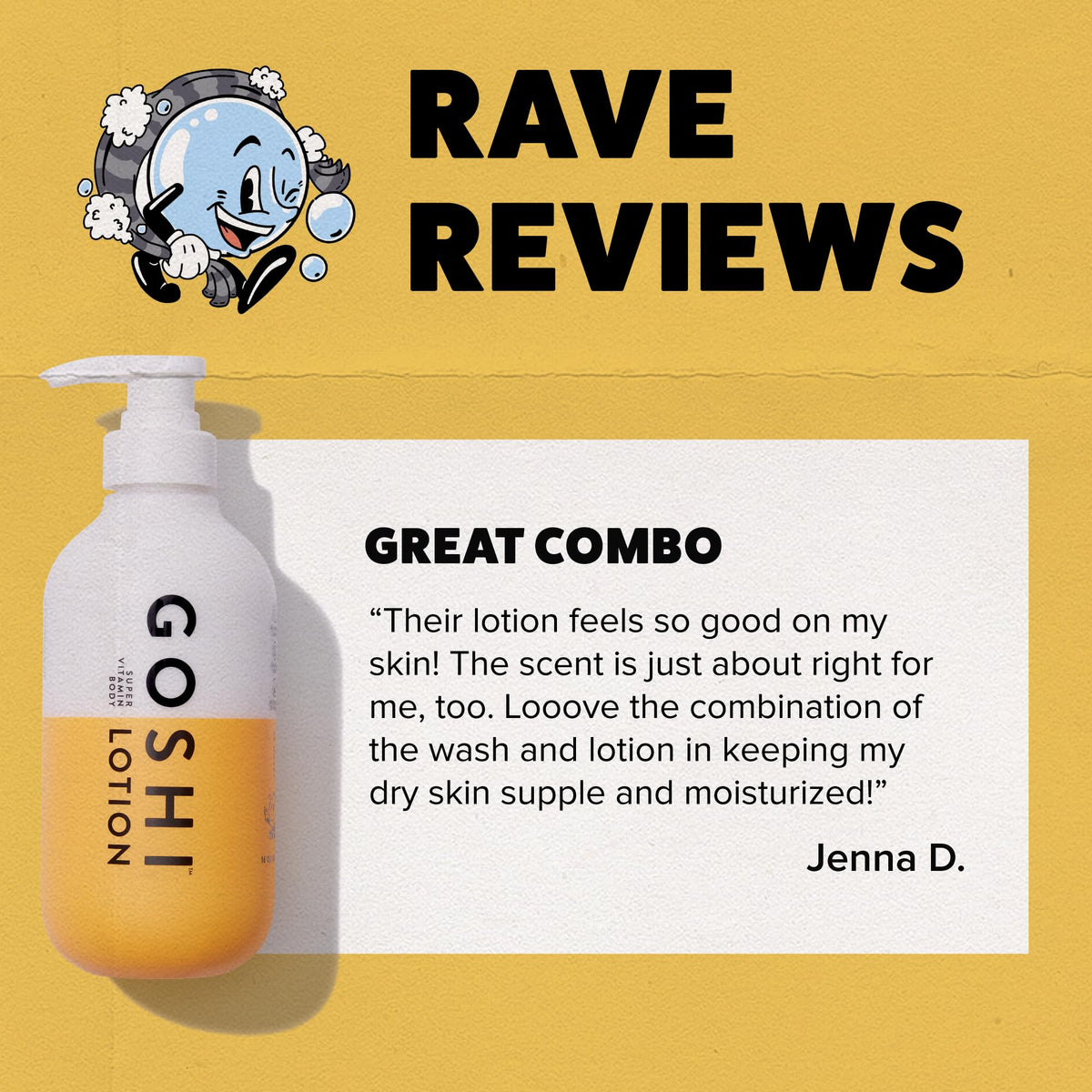 GOSHI lotion being applied to skin demonstrates quick absorption.