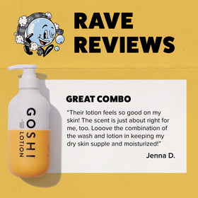 GOSHI lotion being applied to skin demonstrates quick absorption.
