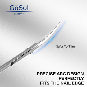 GöSol cuticle scissors with ergonomic handle for comfortable long grooming sessions.