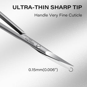 GöSol cuticle scissors with sand-blasted handle for secure grip and easy cleaning.