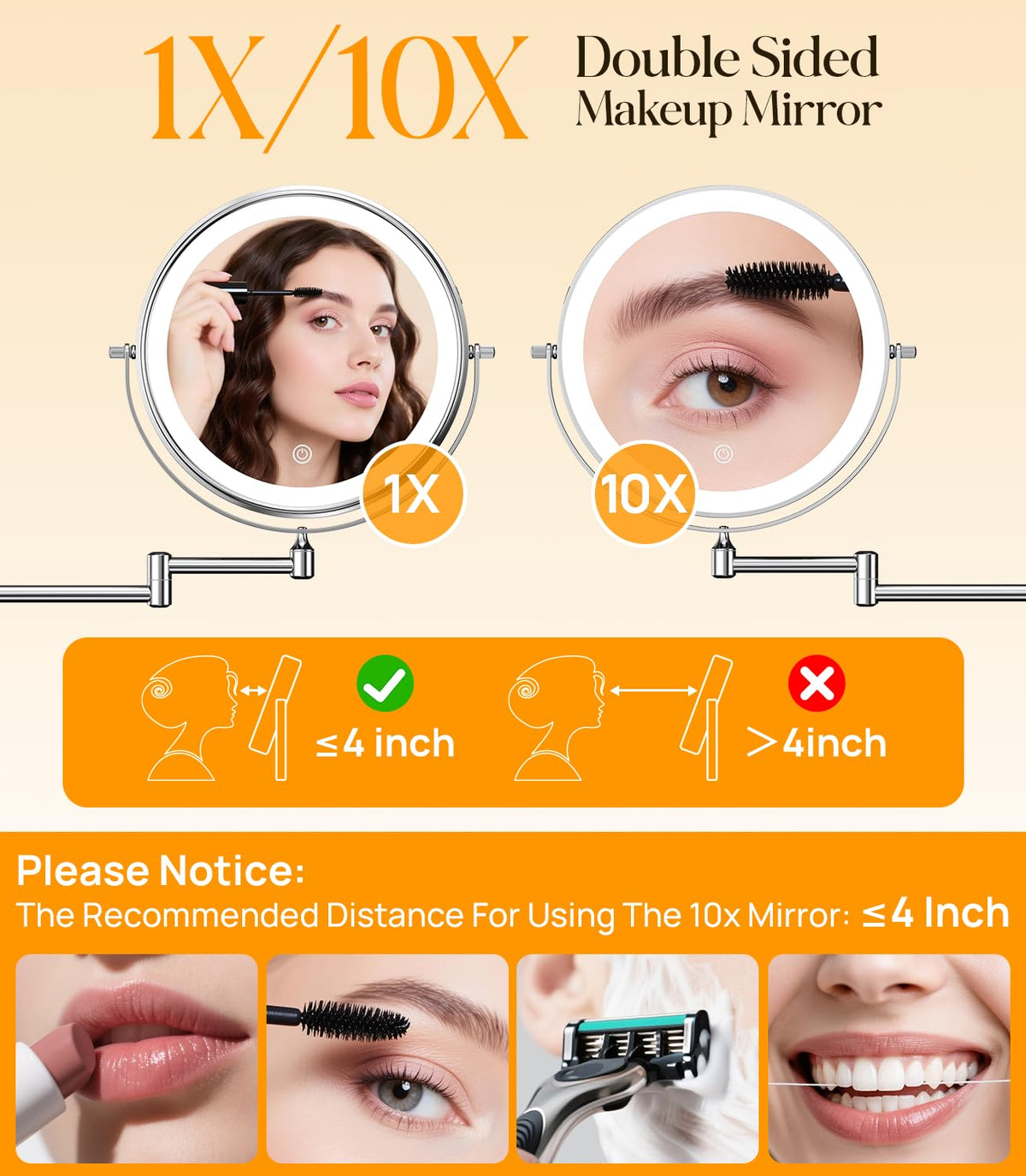 Gospire 10x magnification side supports detailed makeup and skincare checks.