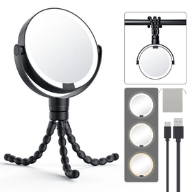 Gospire 5.85-inch tripod mirror with lights for on-the-go touch-ups.