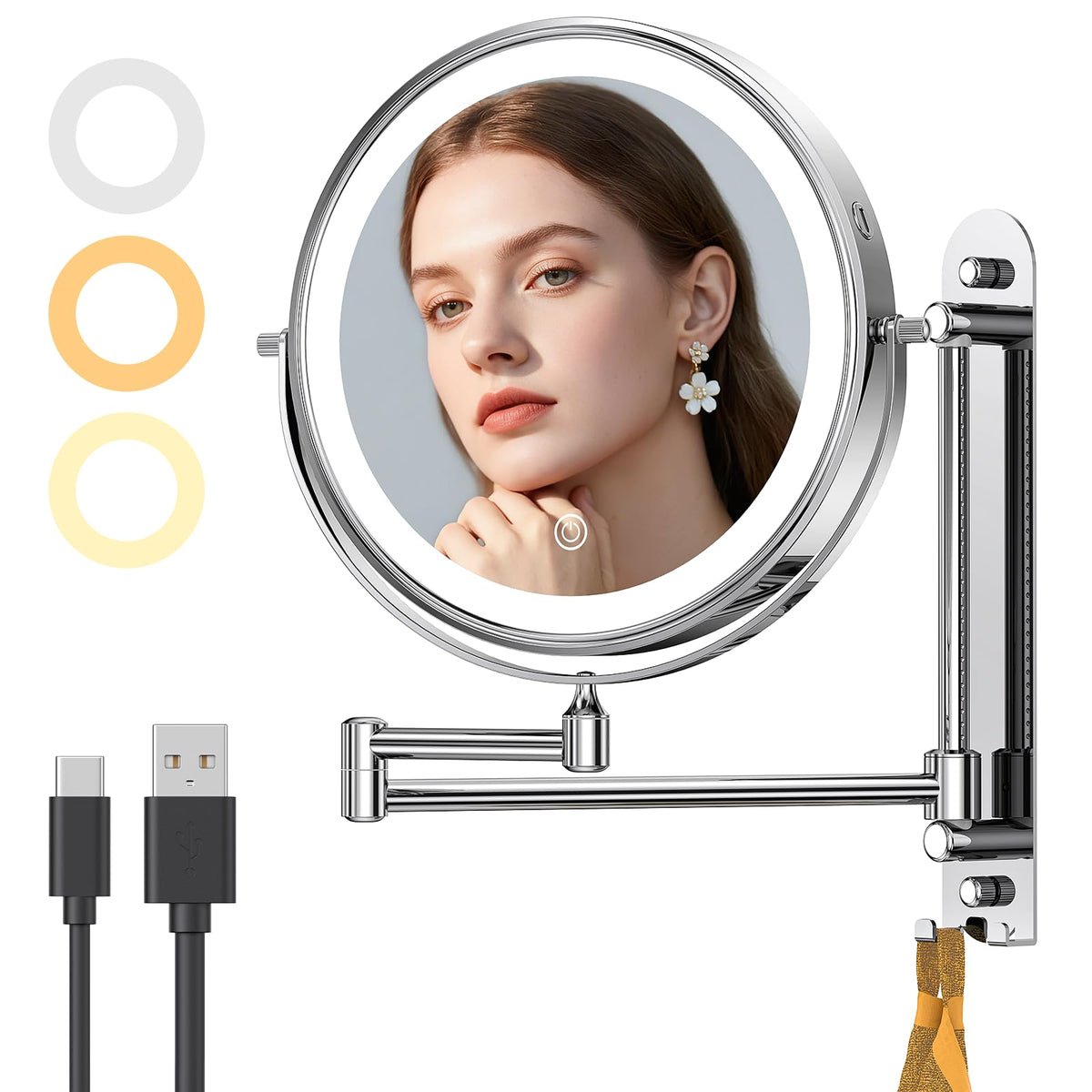 Gospire 9-inch round makeup mirror provides a wide view for precise makeup application.