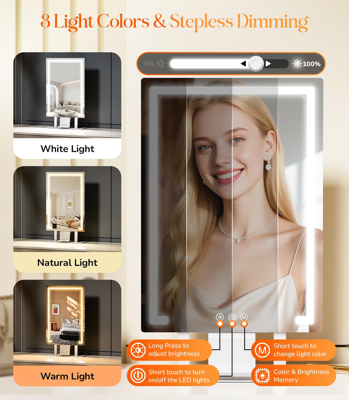 Gospire Hollywood mirror with 10x magnifier for fine lines and brows
