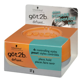 Styled hair with Got2B Defiant Define and Shine Pomade for a defined, glossy finish.