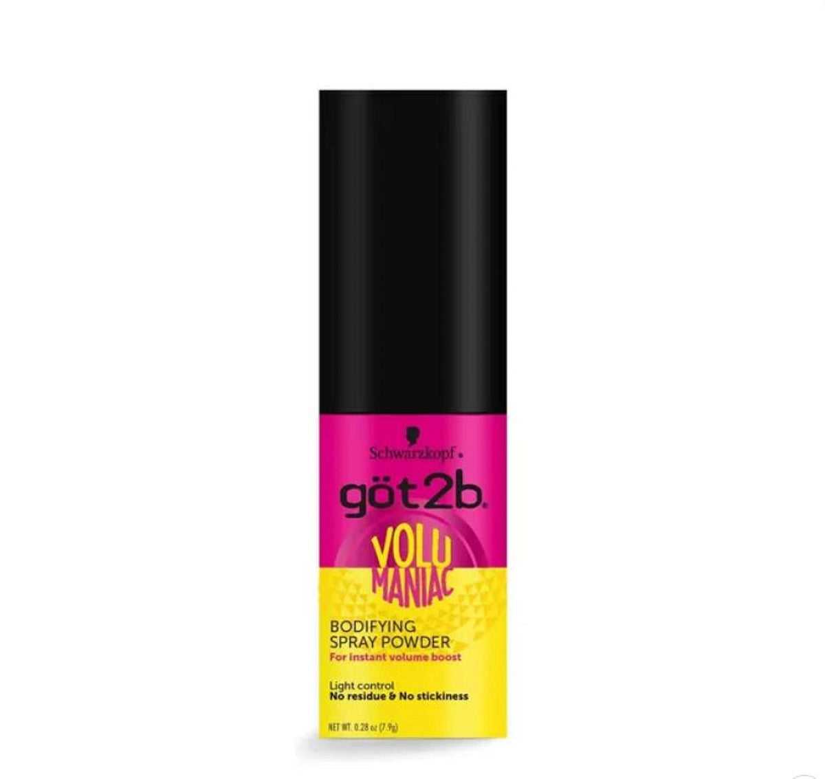 Got2b Volumaniac spray powder bottle close-up showing instant volume boost.