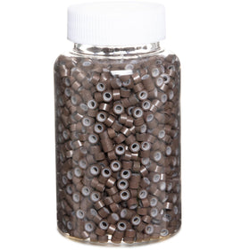 GOTDYA 2500pcs brown extension beads with silicone lining for secure, gentle hair fitting.