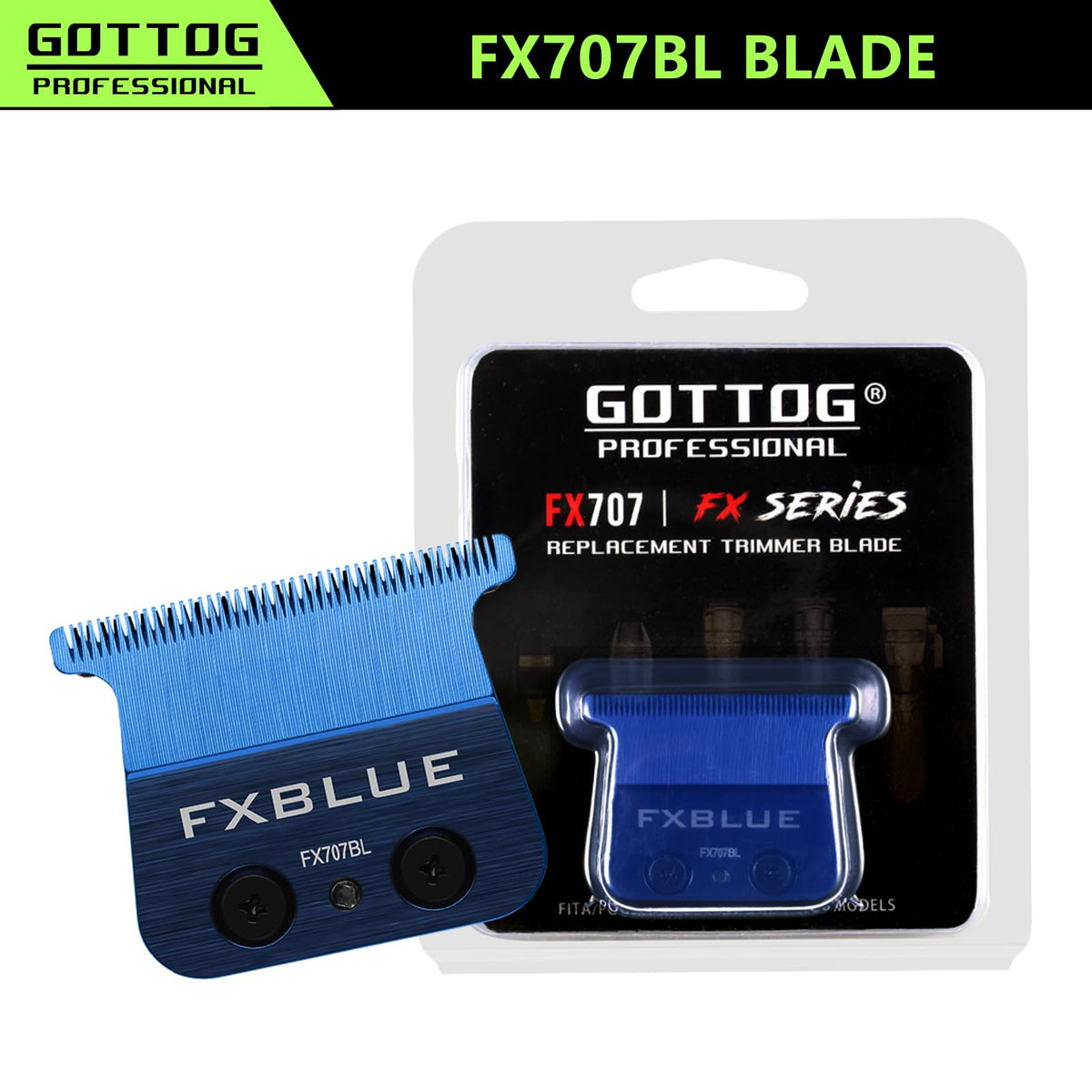 Close-up of GOTTOG FXBLUE blade edge with DLC coating for cooler, sharper cuts