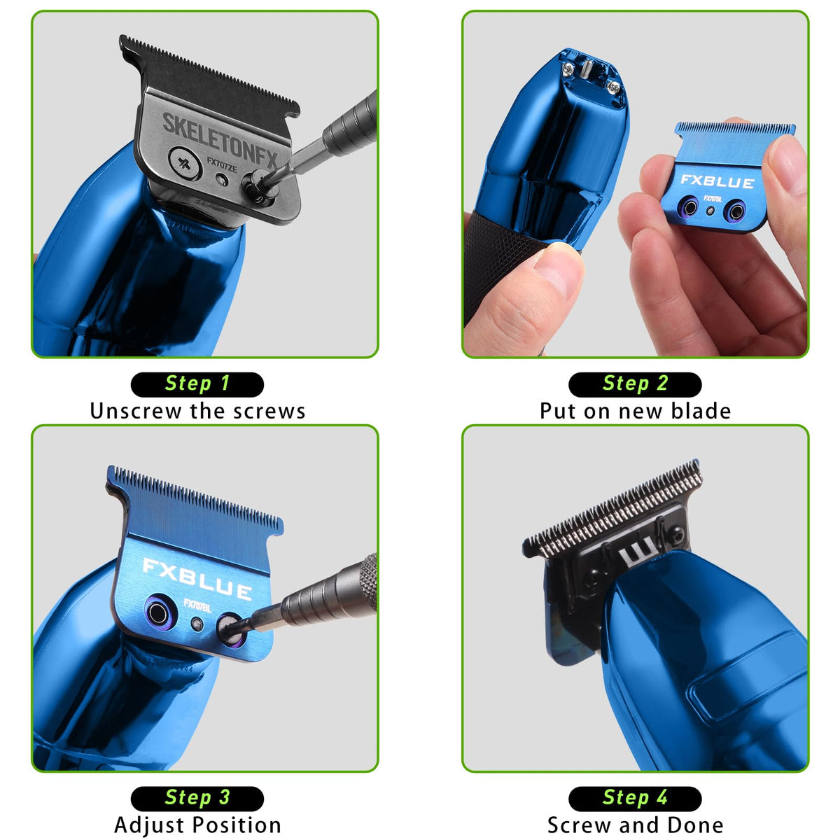 Cooling-oriented design of GOTTOG FXBLUE blades supports comfortable trimming sessions