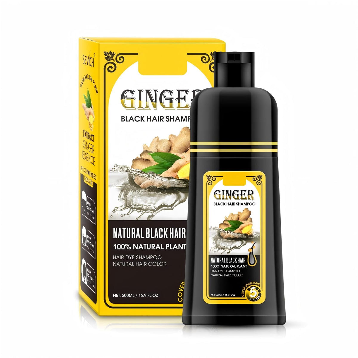 gowwim ginger black shampoo bottle showing natural color boost at home