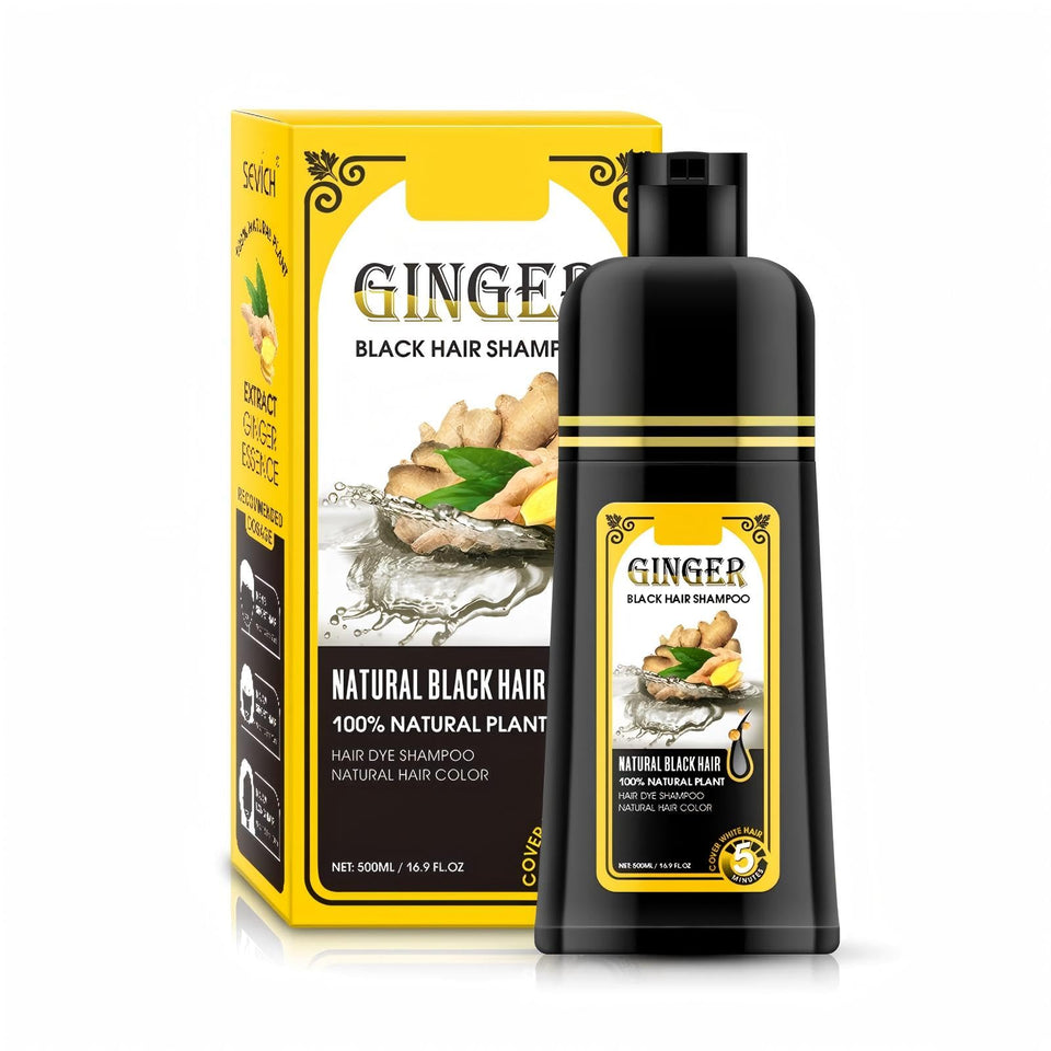 gowwim ginger black shampoo bottle showing natural color boost at home