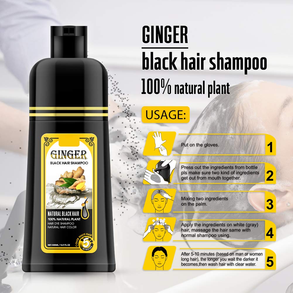 gowwim ginger black shampoo bottle aroma of ginger fragrance enhances experience