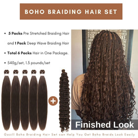 Gozill dark brown boho braids pack showing soft textures ideal for easy installation.