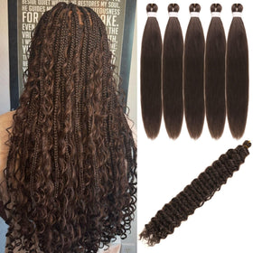 Gozill dark brown pre-stretched braiding hair for smooth knotless box braids.