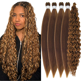 Gozill Honey Brown Boho braiding hair pack in 26-inch length for protective styles.