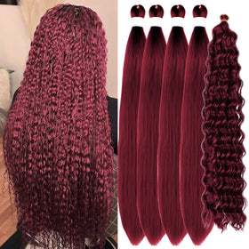 Gozill Red Boho Braiding Hair 900 Burgundy 26-inch pack for easy protective styles.