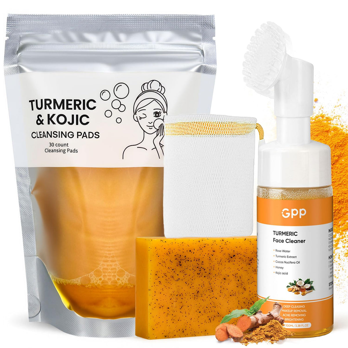 GPP Turmeric Soap Bar shown with rich lather for gentle cleansing