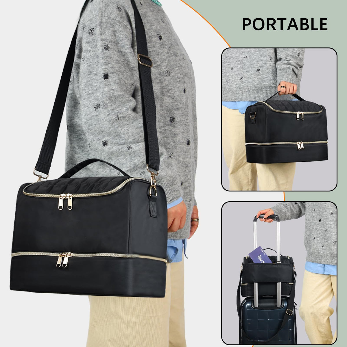 GR69N organizer in use with lamp and bottles for on-the-go manicures