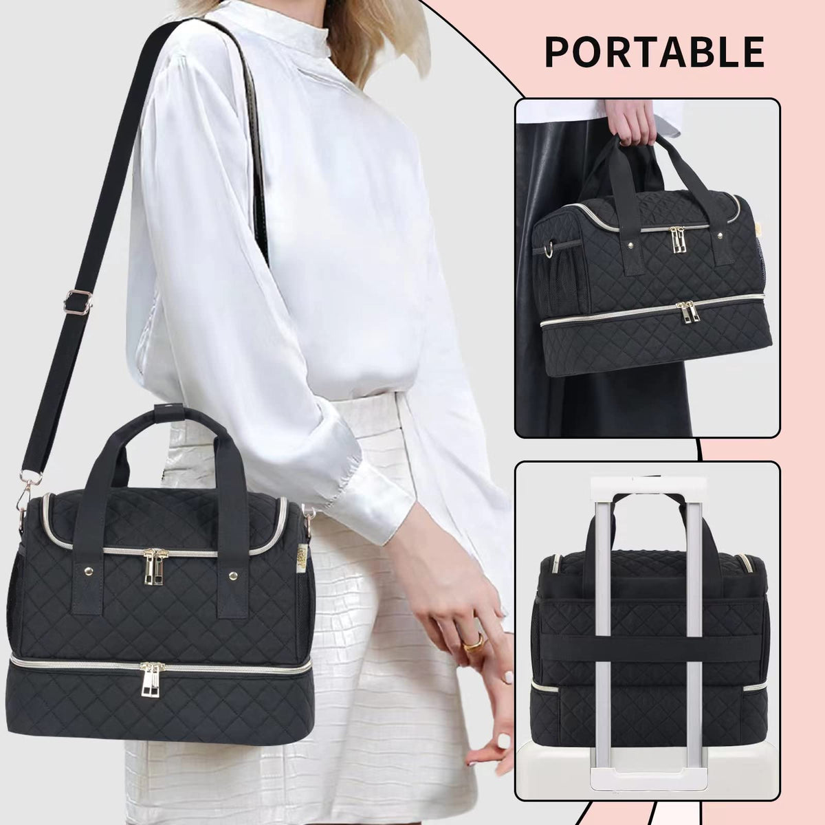 GR69N nail polish organizer case highlights back straps for carrying.