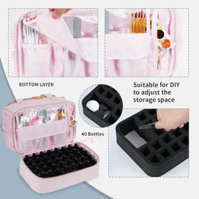 GR69N nail polish organizer travel carry options show multiple handles and strap