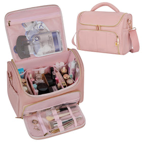 GR69N travel toiletry bag front view with organized compartments for cosmetics and toiletries