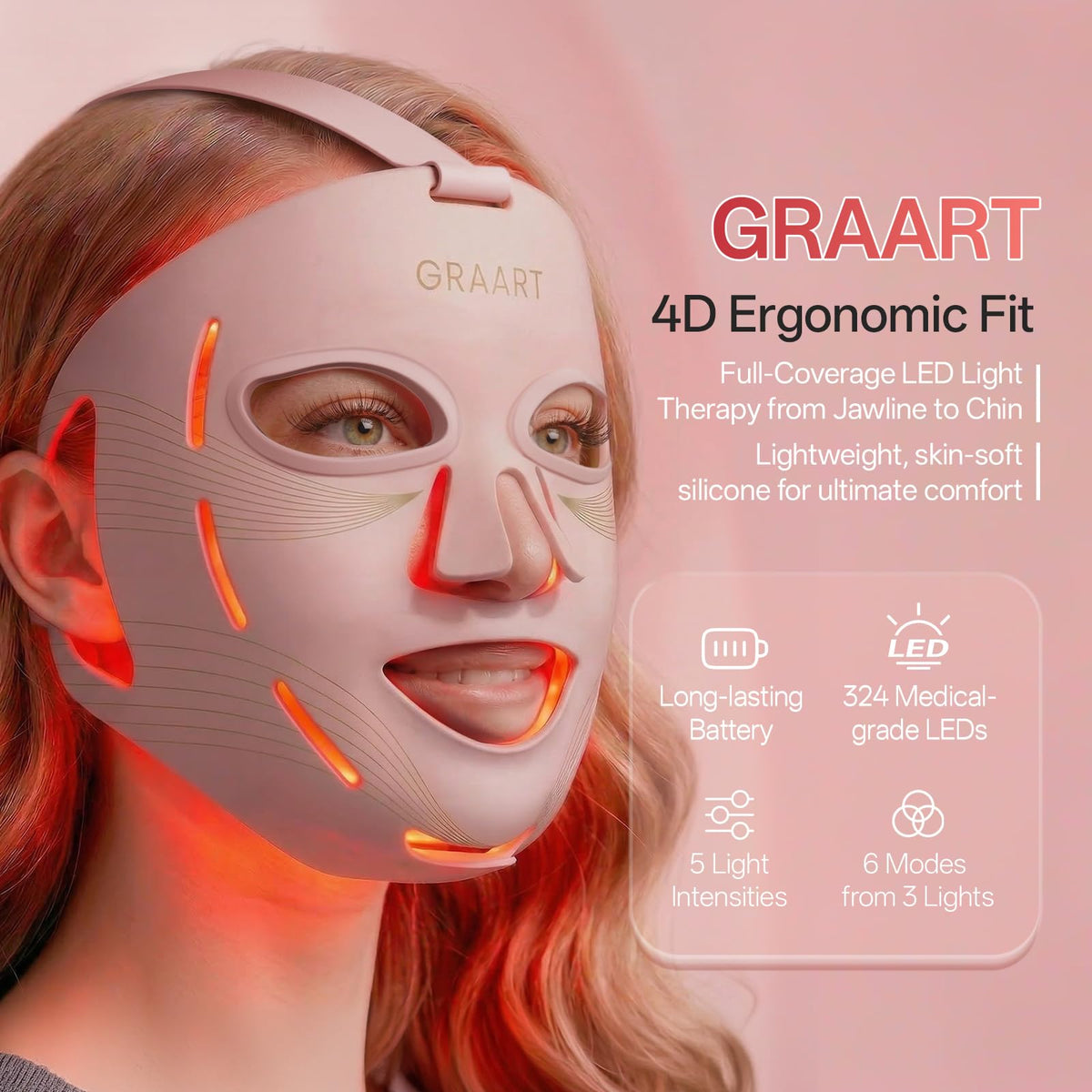 Graart red light mask jawline for defined contours at home