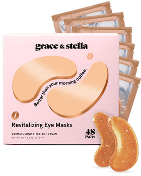 Grace & Stella caffeine under-eye patches packaging, ideal for gifting and quick refresh.