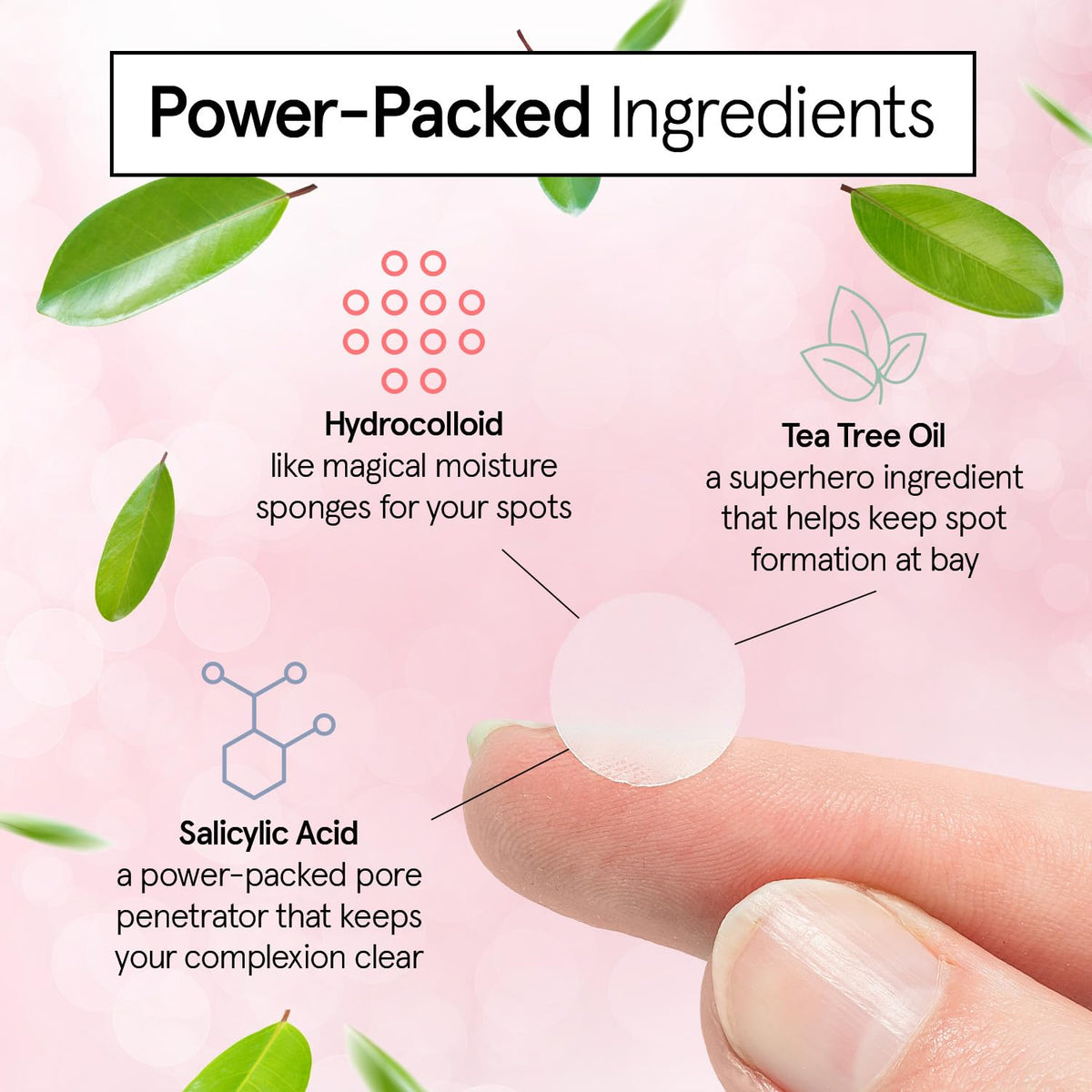 Grace & Stella patches applied on clean skin appear transparent and absorbent