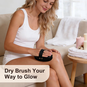 Gracekey in-use on arm demonstrates easy full-body brushing for gentle stimulation.