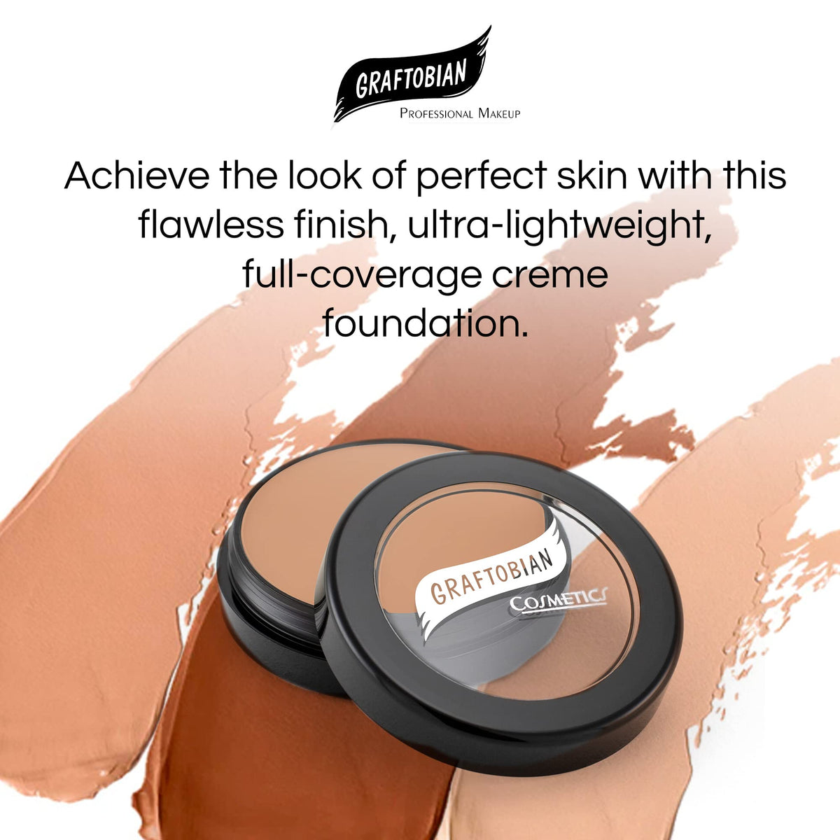 Graftobian HD Glamour Creme Foundation shade palette with 65 tones for perfect matches.