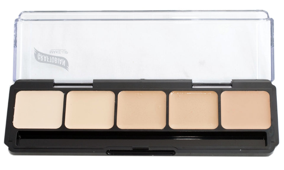 Graftobian HD Glamour Creme Palette Warm 1 open, seamless HD shade range for smooth complexion.