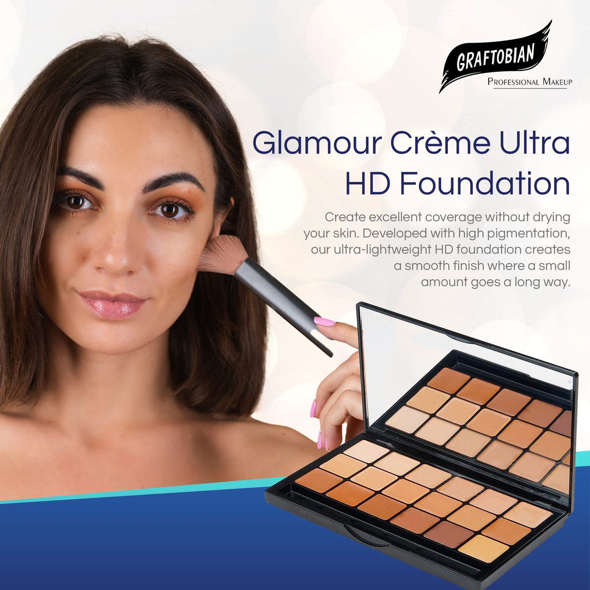 Graftobian HD Glamour Creme Warm Foundation Closeup demonstrates satin finish