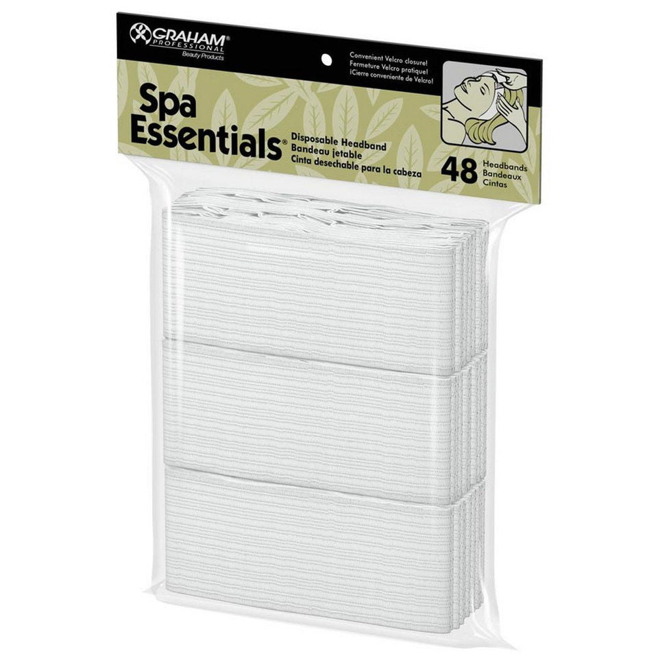 Graham Professional disposable spa headbands used during facial treatments for hygienic use