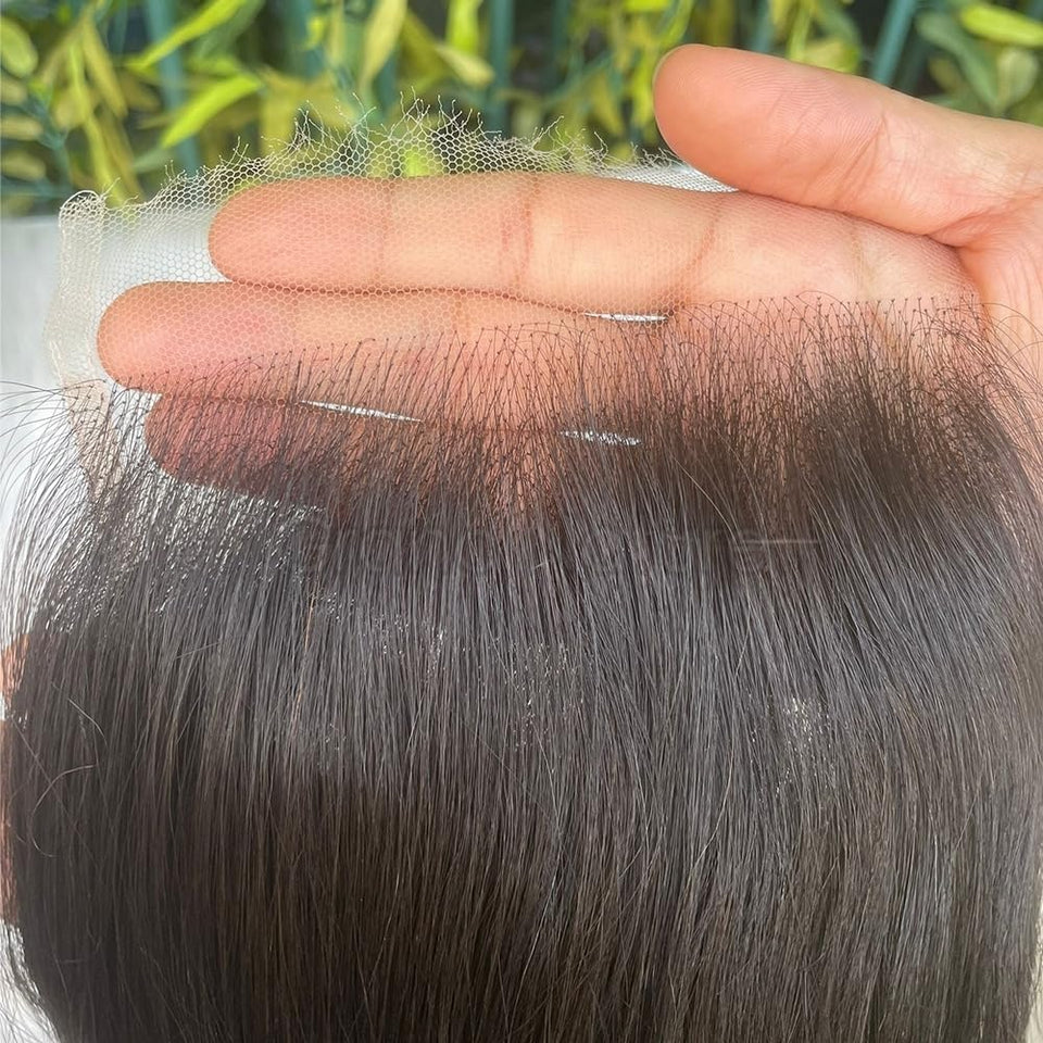 Grand Nature 5x5 HD lace closure close-up showing natural, undetectable hairline