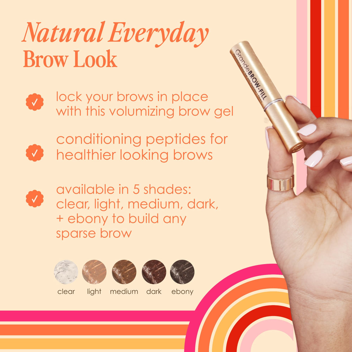GrandeBROW-FILL peptides condition brows while shaping for a natural finish