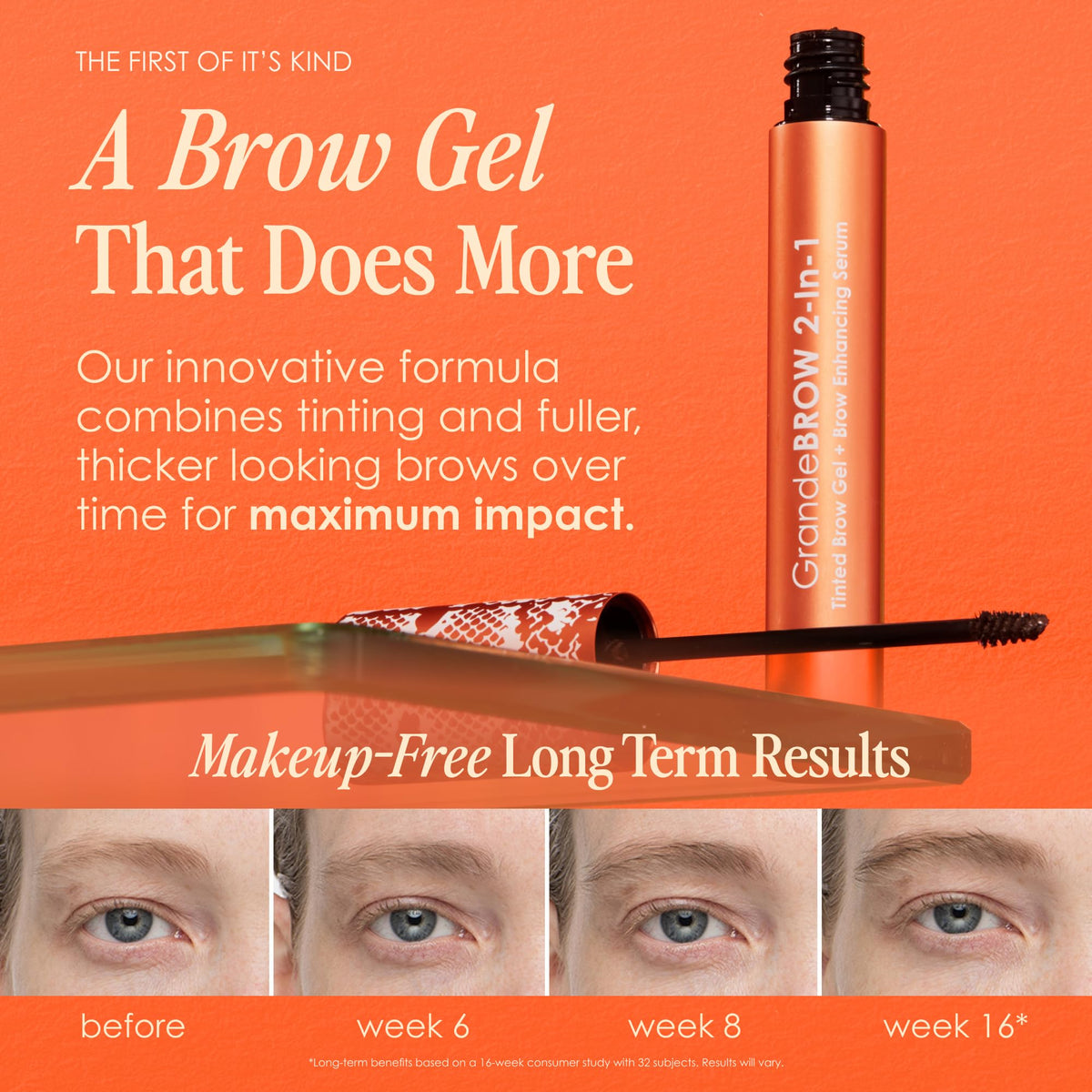 Travel-size GrandeBROW tube ready for on-the-go brow touch-ups